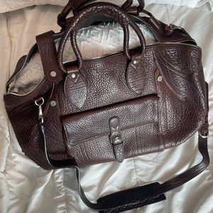 Brown leather crocodile Ferragamo weekend or bag.